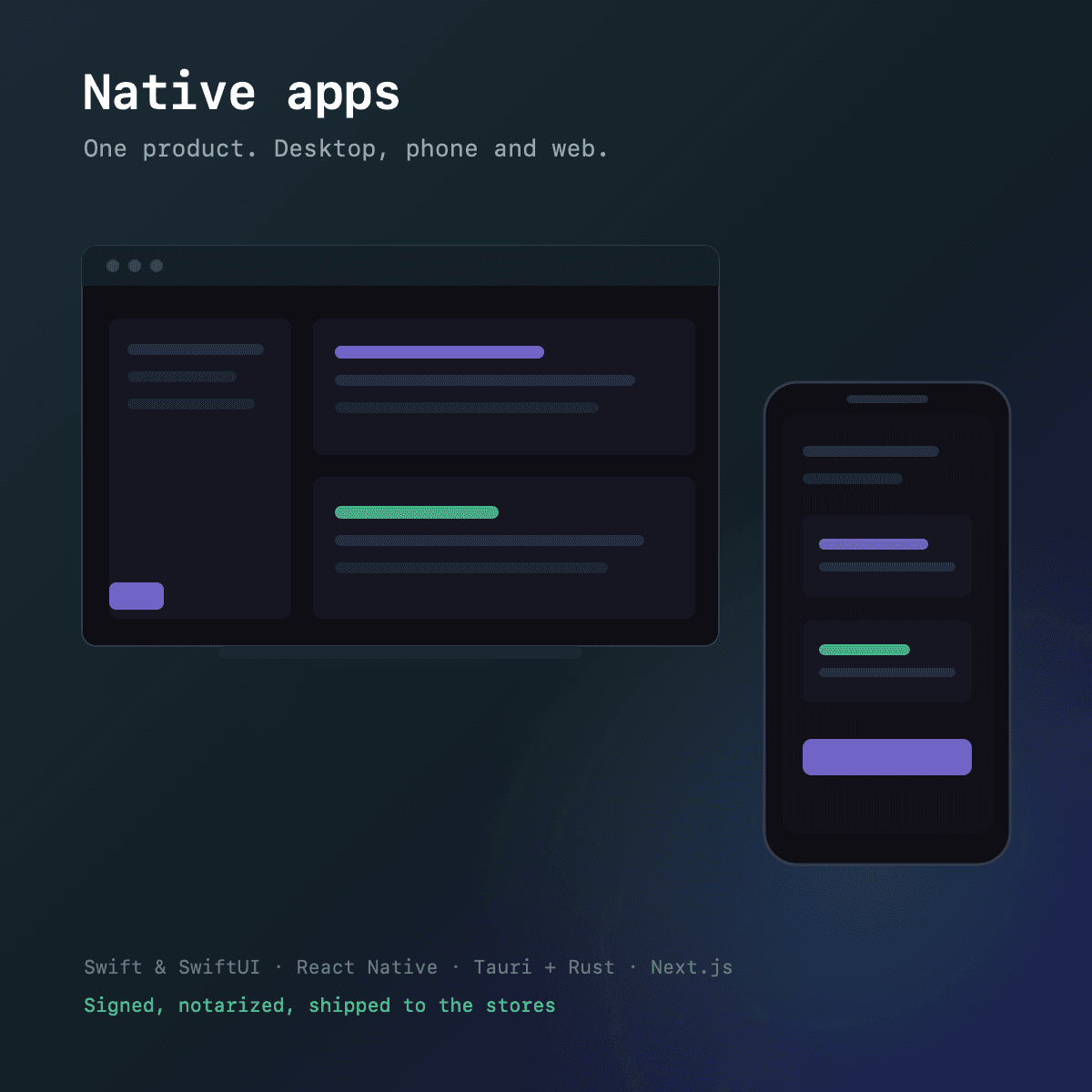 Native apps for iPhone, Mac and Android